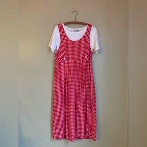 American Vintage Red Checkered Midi Dress